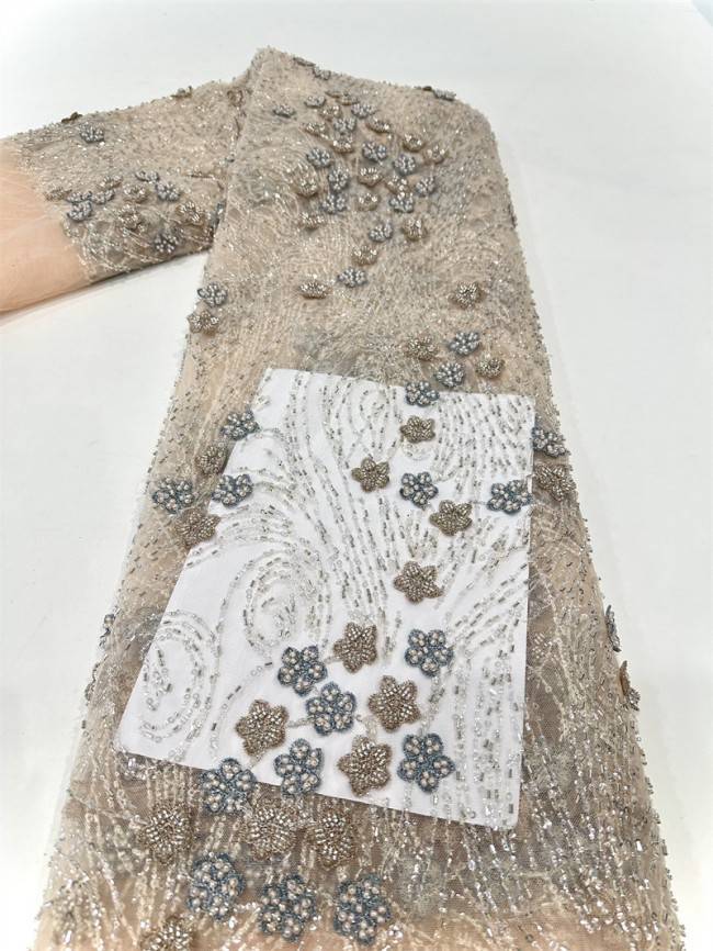 5 Yards Multi-Color Sequined Beaded Embroidered Lace Material Fabric PFS053