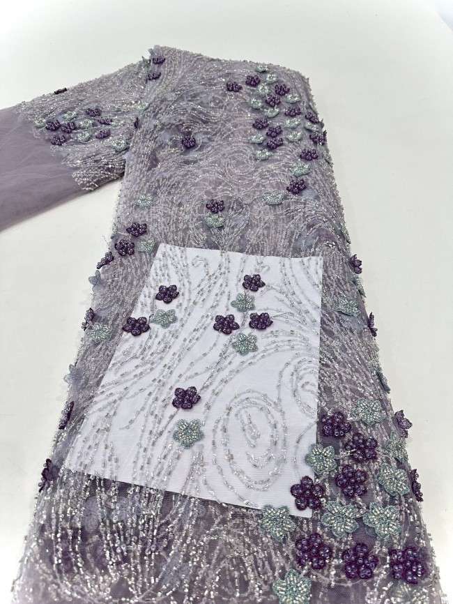 5 Yards Multi-Color Sequined Beaded Embroidered Lace Material Fabric PFS053