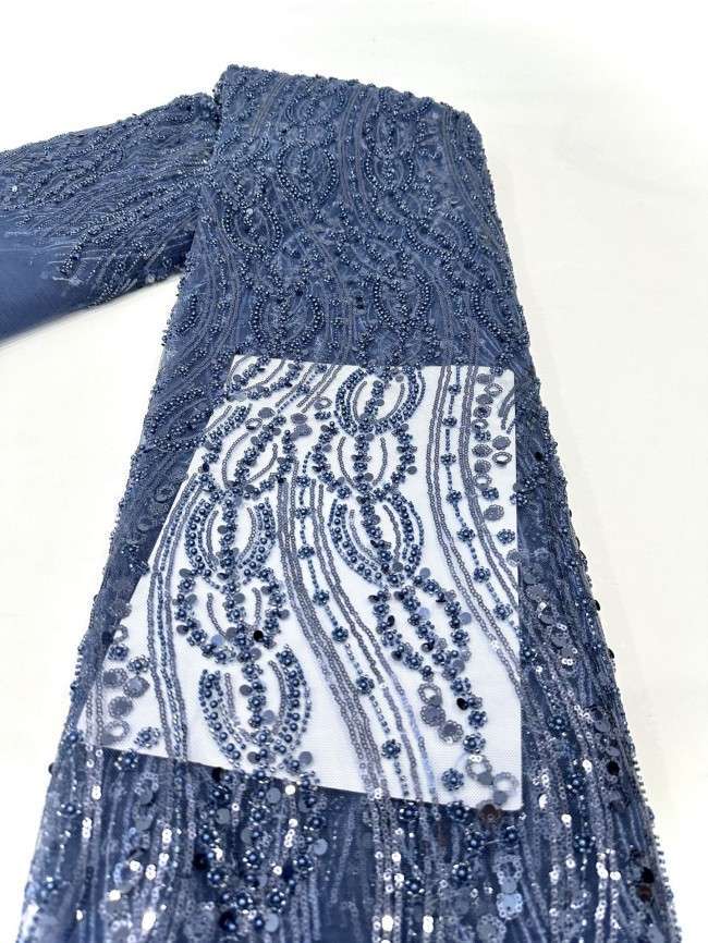 5 Yards Multi-Color Sequined Beaded Embroidered Lace Material Fabric PFS054