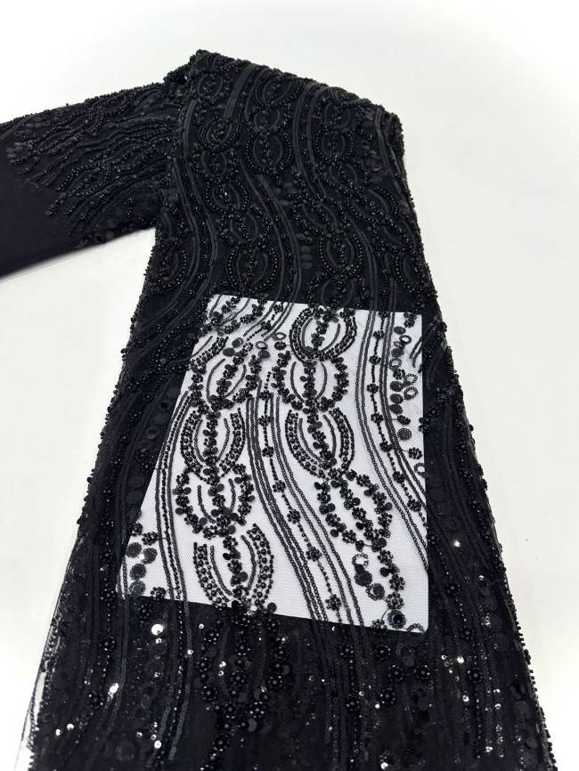 5 Yards Multi-Color Sequined Beaded Embroidered Lace Material Fabric PFS054