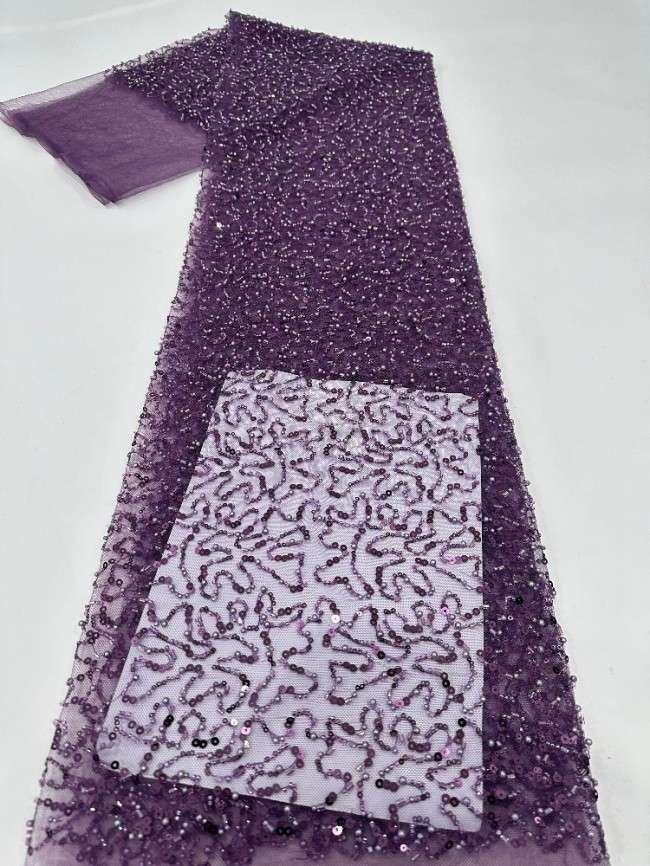 5 Yards Multi-Color Sequined Beaded Embroidered Lace Material Fabric PFS055