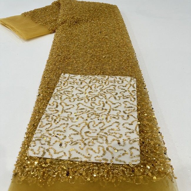 5 Yards Multi-Color Sequined Beaded Embroidered Lace Material Fabric PFS055