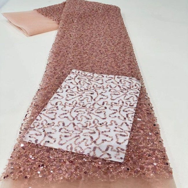 5 Yards Multi-Color Sequined Beaded Embroidered Lace Material Fabric PFS055