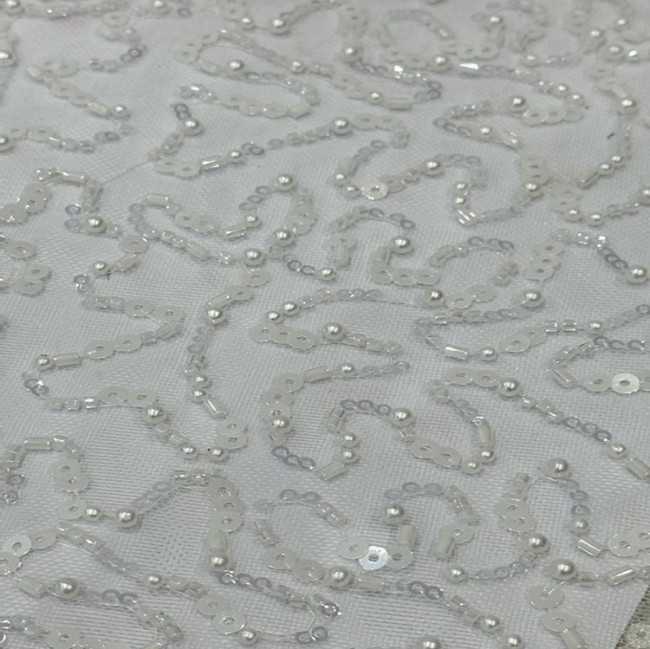 5 Yards Multi-Color Sequined Beaded Embroidered Lace Material Fabric PFS055