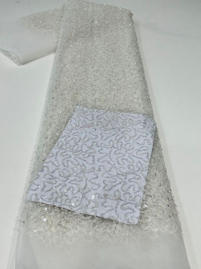 5 Yards Multi-Color Sequined Beaded Embroidered Lace Material Fabric PFS055