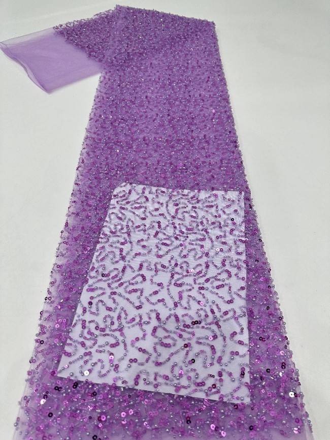 5 Yards Multi-Color Sequined Beaded Embroidered Lace Material Fabric PFS055