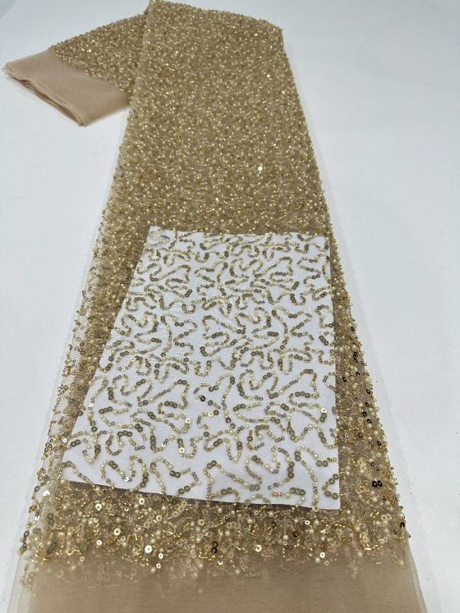 5 Yards Multi-Color Sequined Beaded Embroidered Lace Material Fabric PFS055