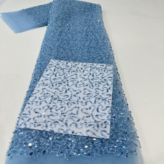 5 Yards Multi-Color Sequined Beaded Embroidered Lace Material Fabric PFS055
