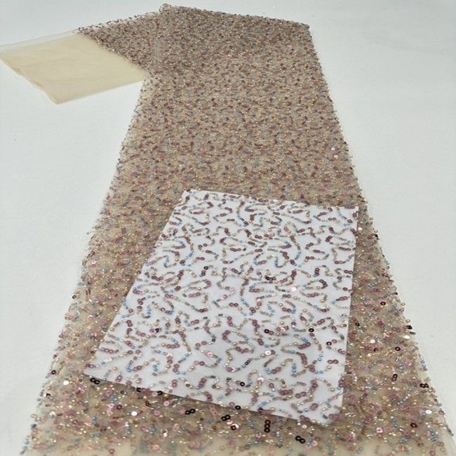 5 Yards Beaded Lace Fabric ITM PFS055