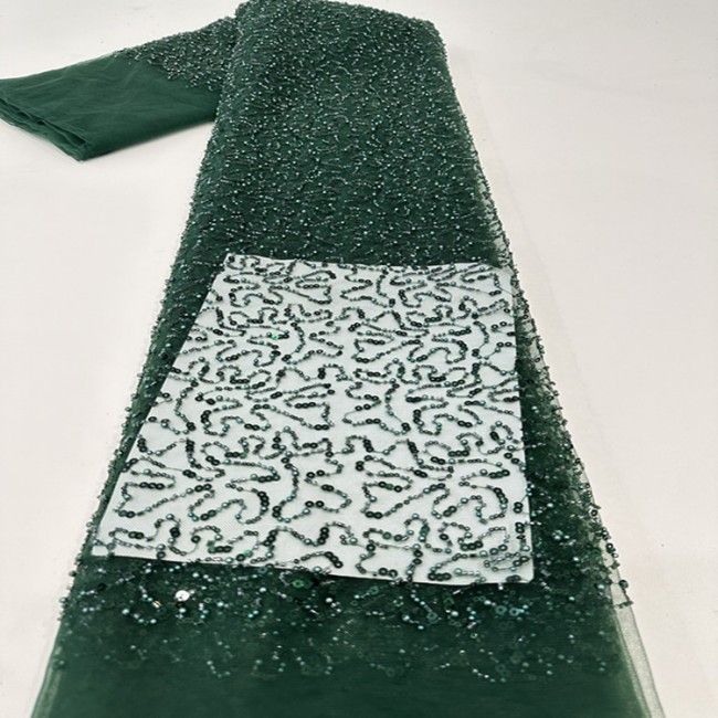 5 Yards Multi-Color Sequined Beaded Embroidered Lace Material Fabric PFS055