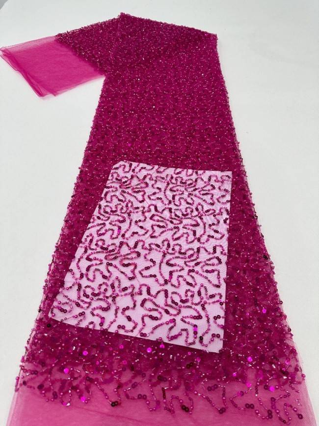 5 Yards Multi-Color Sequined Beaded Embroidered Lace Material Fabric PFS055