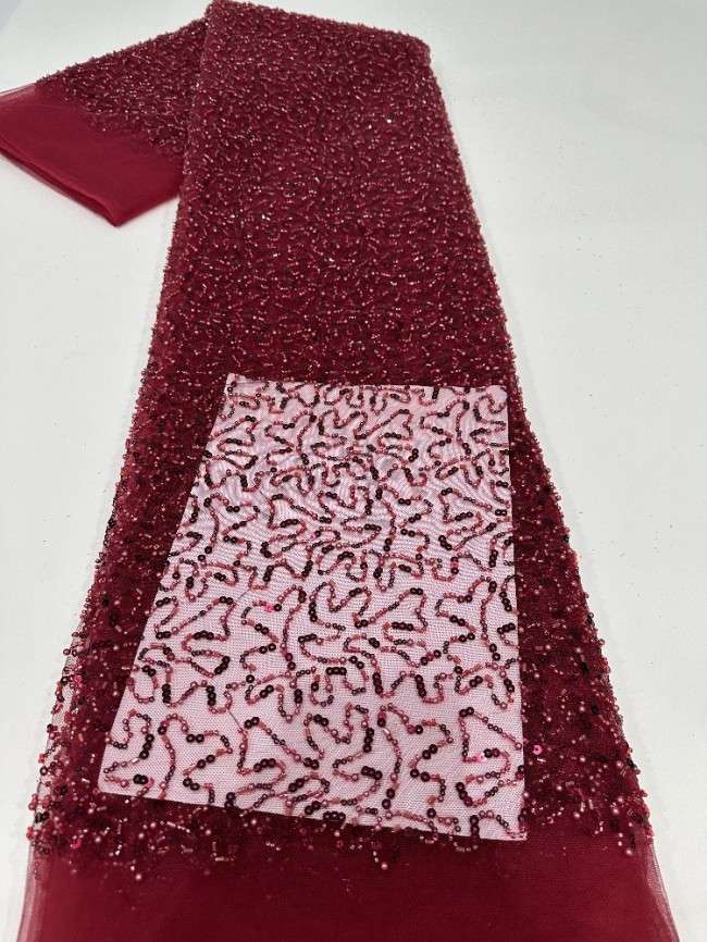 5 Yards Multi-Color Sequined Beaded Embroidered Lace Material Fabric PFS055