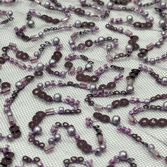 5 Yards Multi-Color Sequined Beaded Embroidered Lace Material Fabric PFS055