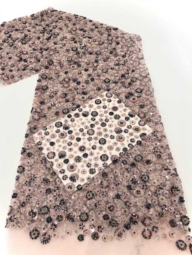 5 Yards Multi-Color Sequined Beaded Embroidered Lace Material Fabric PFS058
