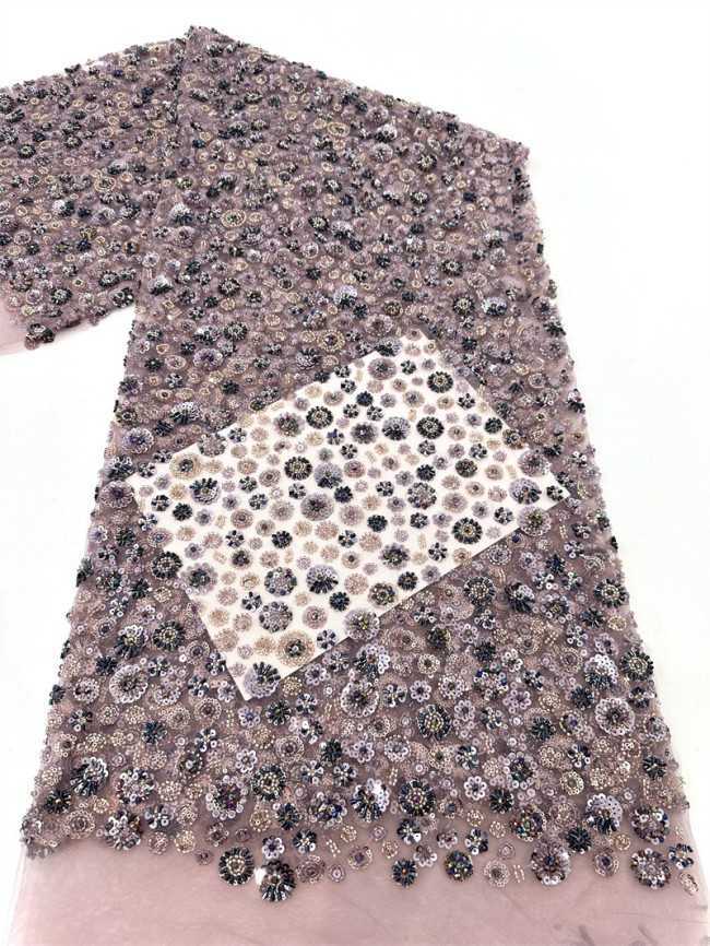 5 Yards Multi-Color Sequined Beaded Embroidered Lace Material Fabric PFS058