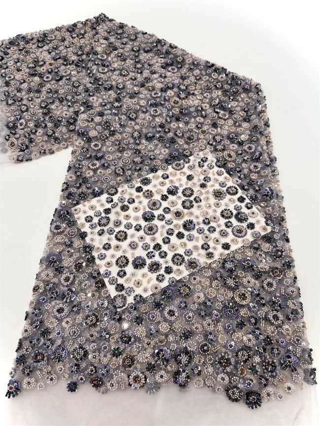5 Yards Multi-Color Sequined Beaded Embroidered Lace Material Fabric PFS058