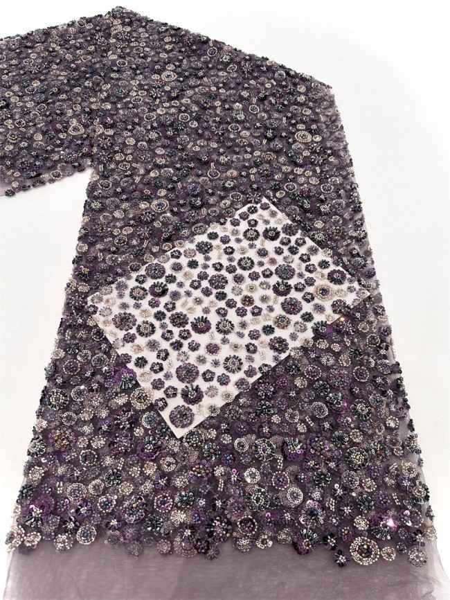 5 Yards Multi-Color Sequined Beaded Embroidered Lace Material Fabric PFS058