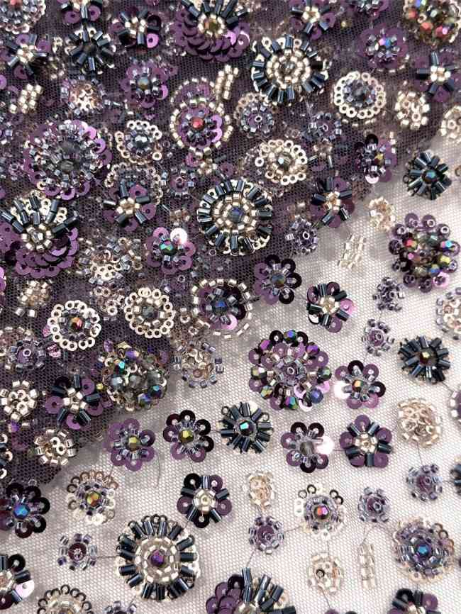 5 Yards Multi-Color Sequined Beaded Embroidered Lace Material Fabric PFS058