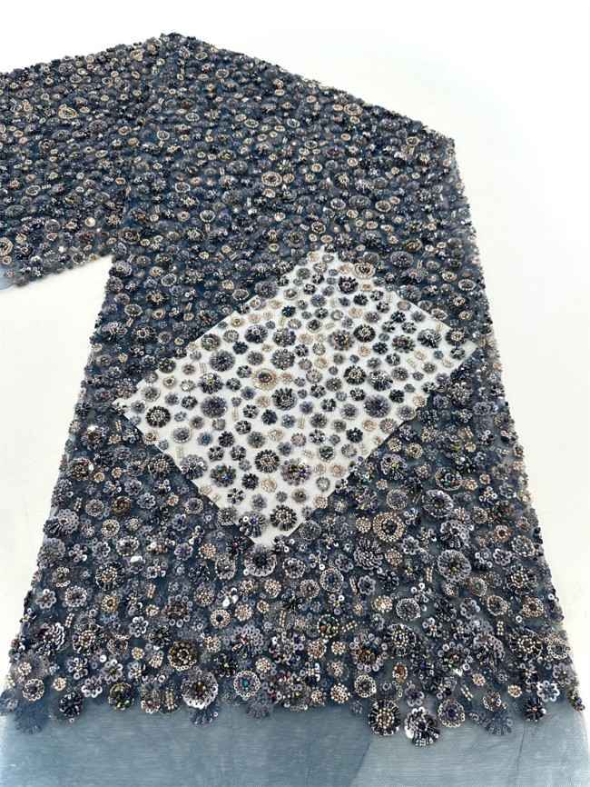 5 Yards Multi-Color Sequined Beaded Embroidered Lace Material Fabric PFS058
