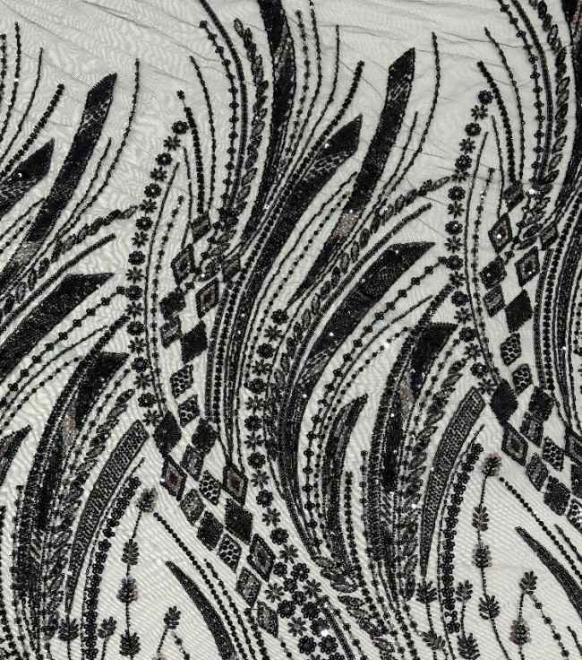 5 Yards Multi-Color Sequined Beaded Embroidered Lace Material Fabric PFS062