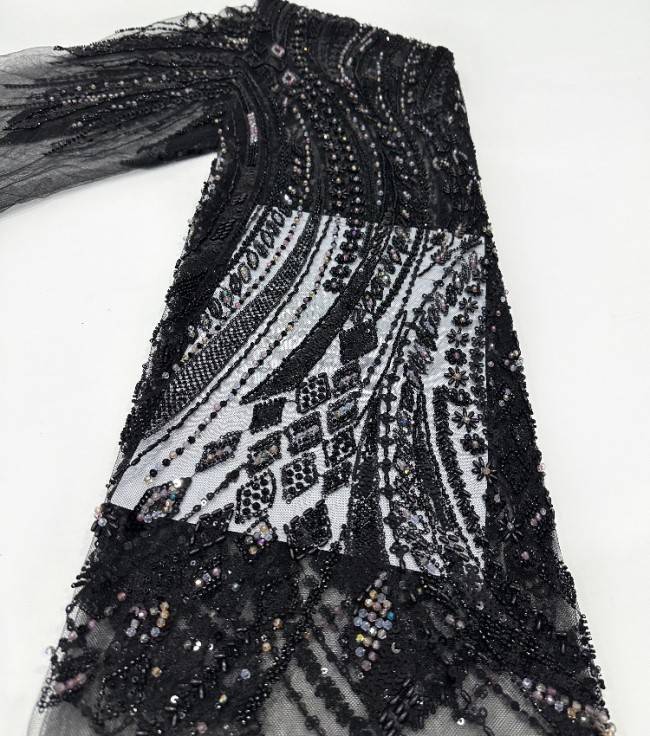 5 Yards Multi-Color Sequined Beaded Embroidered Lace Material Fabric PFS062