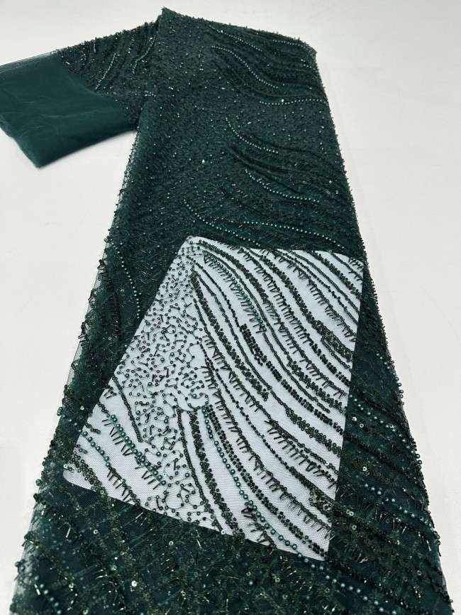 5 Yards Multi-Color Sequined Beaded Embroidered Lace Material Fabric PFS064