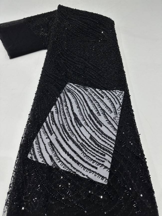 5 Yards Multi-Color Sequined Beaded Embroidered Lace Material Fabric PFS064