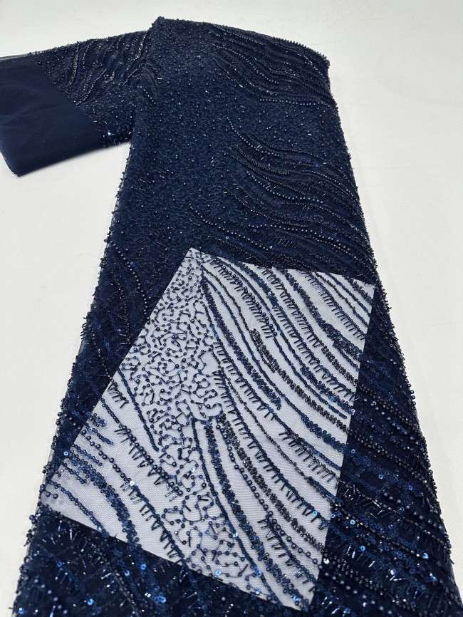 5 Yards Multi-Color Sequined Beaded Embroidered Lace Material Fabric PFS064