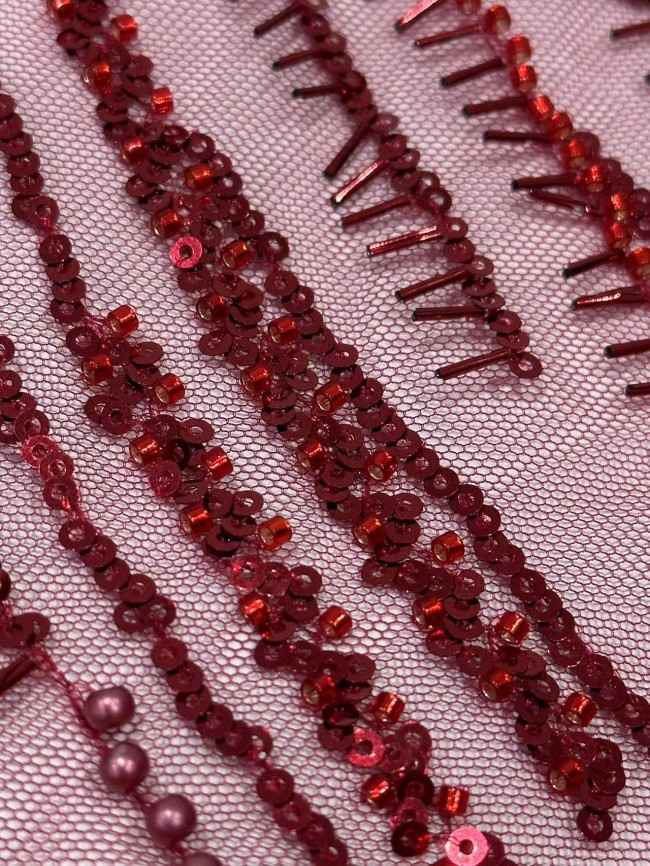 5 Yards Multi-Color Sequined Beaded Embroidered Lace Material Fabric PFS064