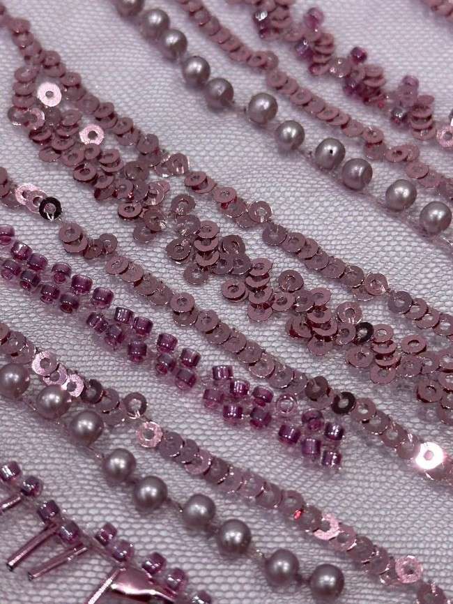 5 Yards Multi-Color Sequined Beaded Embroidered Lace Material Fabric PFS064