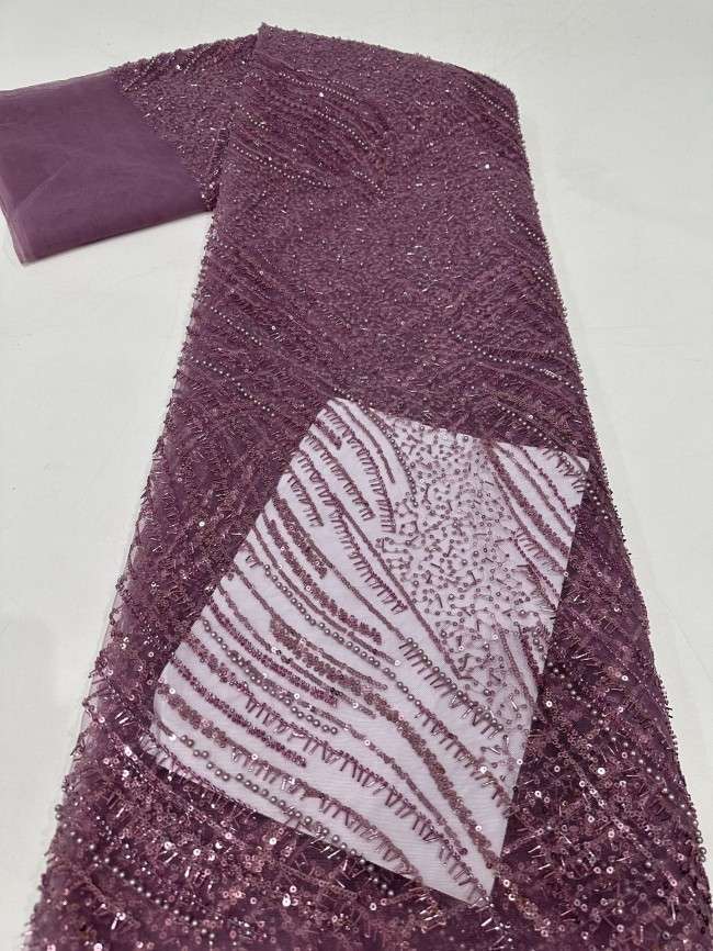 5 Yards Multi-Color Sequined Beaded Embroidered Lace Material Fabric PFS064