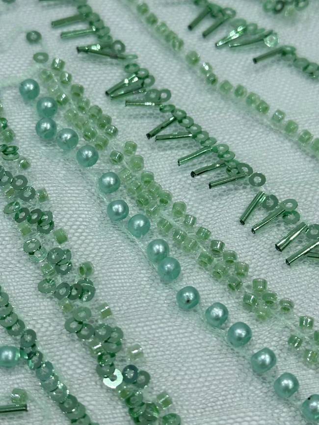 5 Yards Multi-Color Sequined Beaded Embroidered Lace Material Fabric PFS064