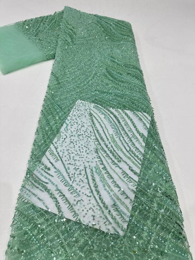 5 Yards Beaded Lace Fabric