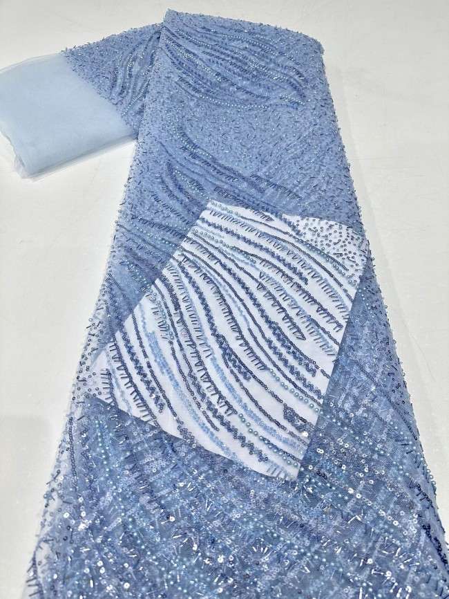 5 Yards Multi-Color Sequined Beaded Embroidered Lace Material Fabric PFS064