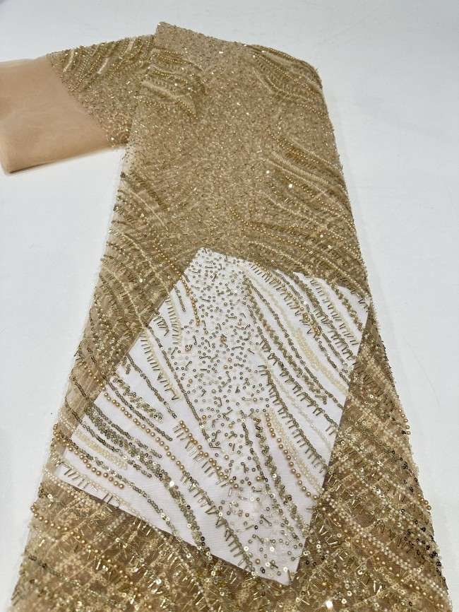 5 Yards Multi-Color Sequined Beaded Embroidered Lace Material Fabric PFS064