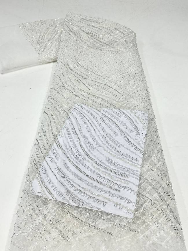 5 Yards Multi-Color Sequined Beaded Embroidered Lace Material Fabric PFS064