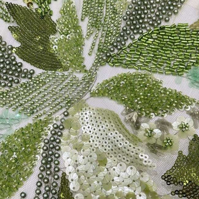 5 Yards Multi-Color Sequined Beaded Embroidered Lace Material Fabric PFS065