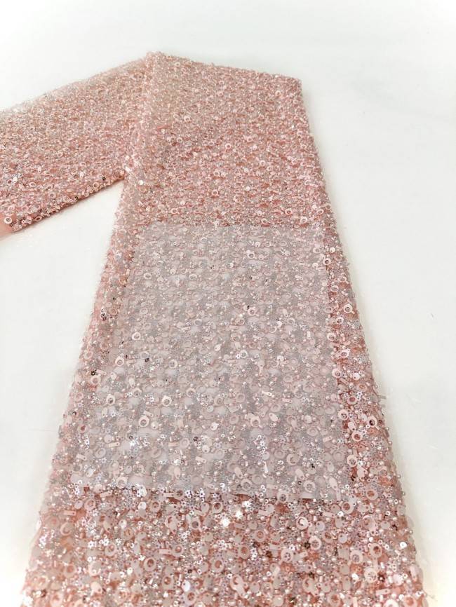 5 Yards Multi-Color Sequined Beaded Embroidered Lace Material Fabric PFS067