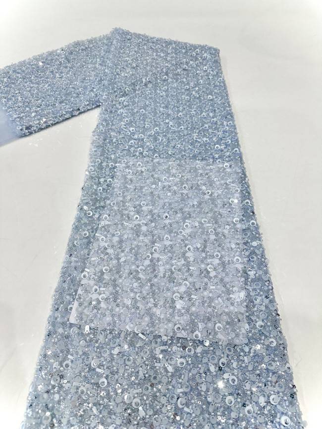 5 Yards Multi-Color Sequined Beaded Embroidered Lace Material Fabric PFS067