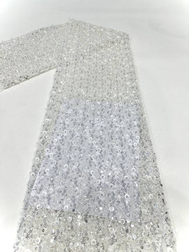 5 Yards Multi-Color Sequined Beaded Embroidered Lace Material Fabric PFS067