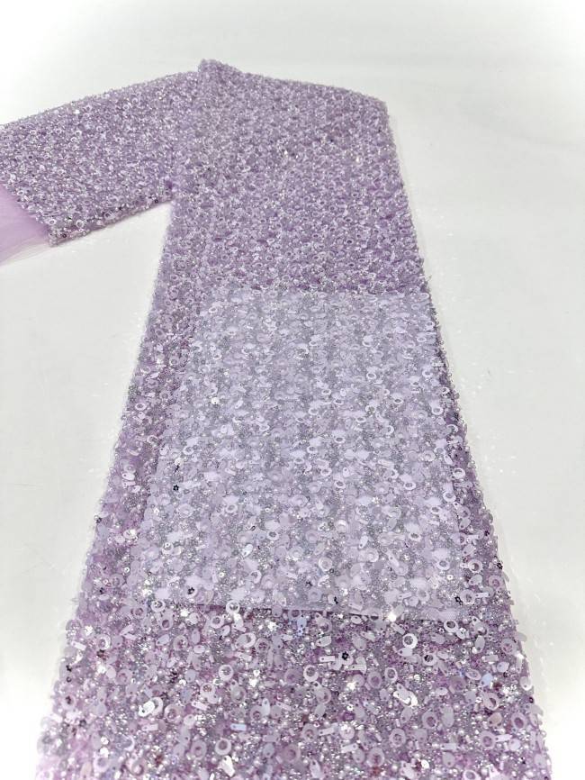 5 Yards Multi-Color Sequined Beaded Embroidered Lace Material Fabric PFS067