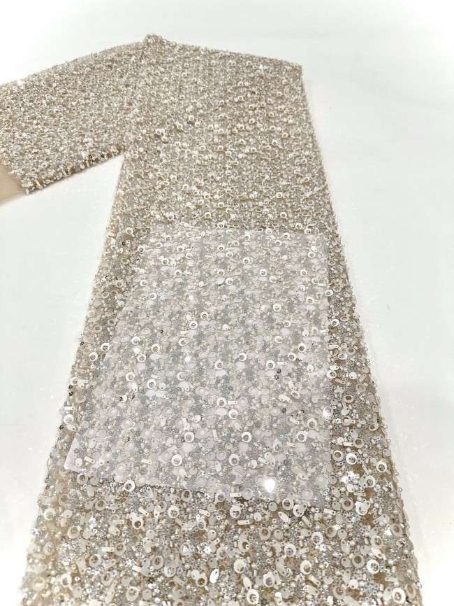 5 Yards Multi-Color Sequined Beaded Embroidered Lace Material Fabric PFS067