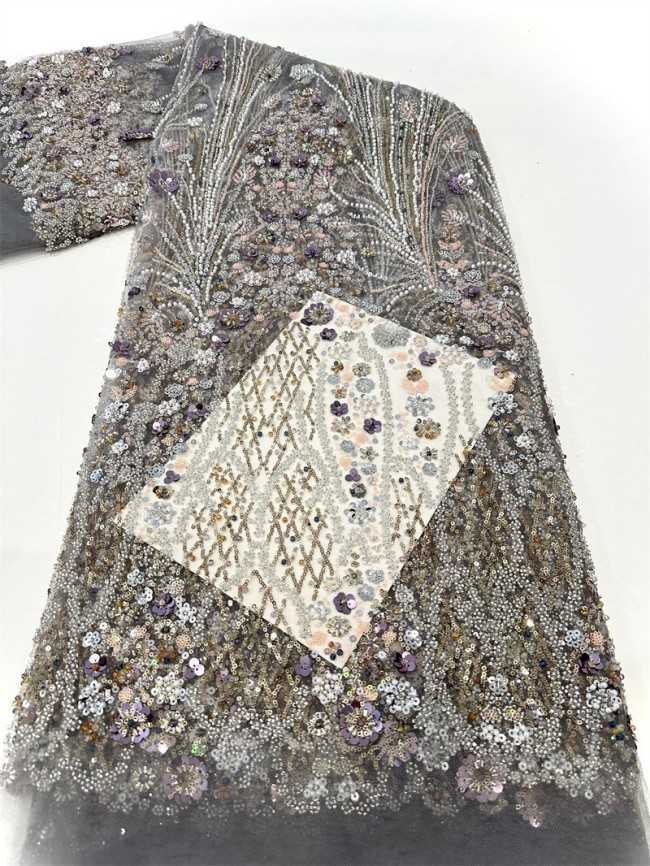 5 Yards Multi-Color Sequined Beaded Embroidered Lace Material Fabric PFS068