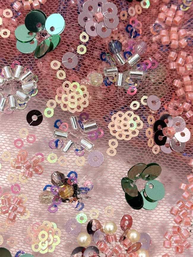 5 Yards Multi-Color Sequined Beaded Embroidered Lace Material Fabric PFS068