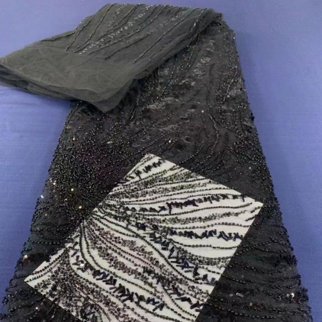 5 Yards Multi-Color Sequined Beaded Embroidered Lace Material Fabric PFS072