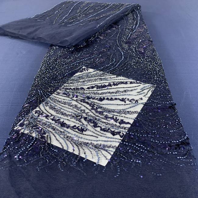 5 Yards Multi-Color Sequined Beaded Embroidered Lace Material Fabric PFS072