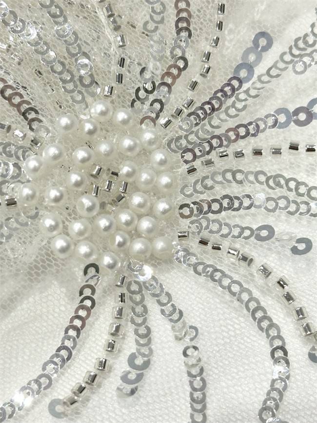5 Yards Multi-Color Sequined Beaded Embroidered Lace Material Fabric PFS075