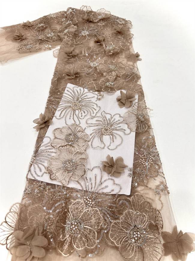 5 Yards Multi-Color Sequined Beaded Embroidered Lace Material Fabric PFS075