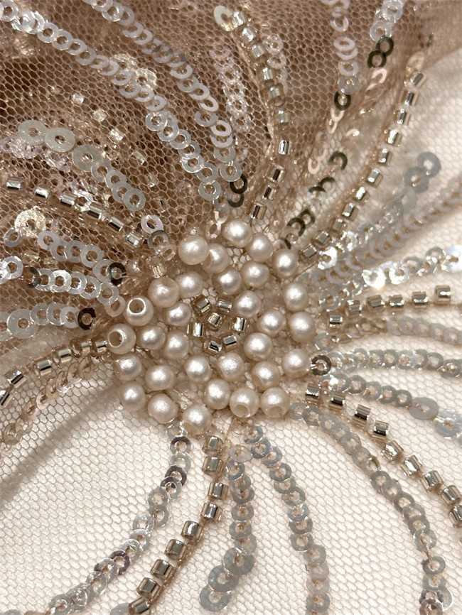 5 Yards Multi-Color Sequined Beaded Embroidered Lace Material Fabric PFS075