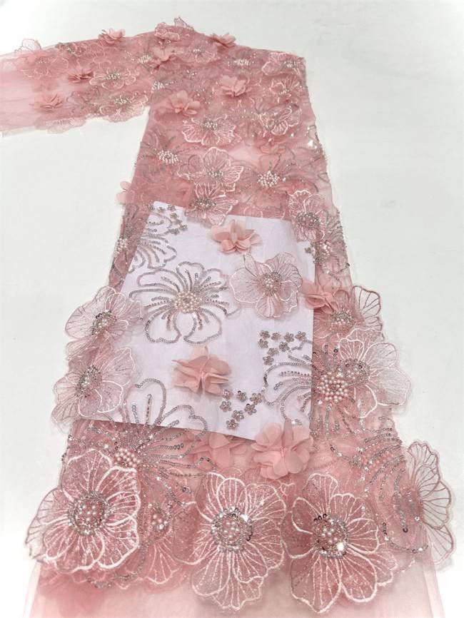 5 Yards Multi-Color Sequined Beaded Embroidered Lace Material Fabric PFS075